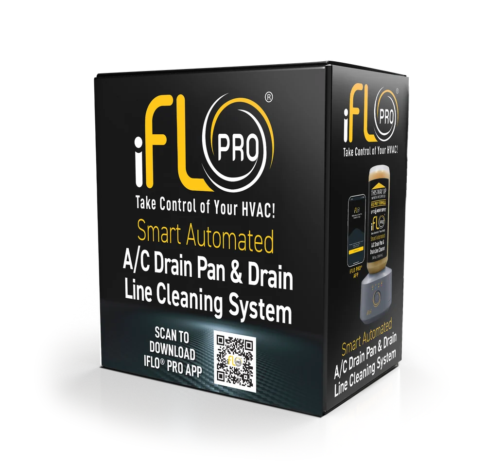 iFLO Pro Smart Automated A/C Drain Pan & Drain Line Cleaning System box