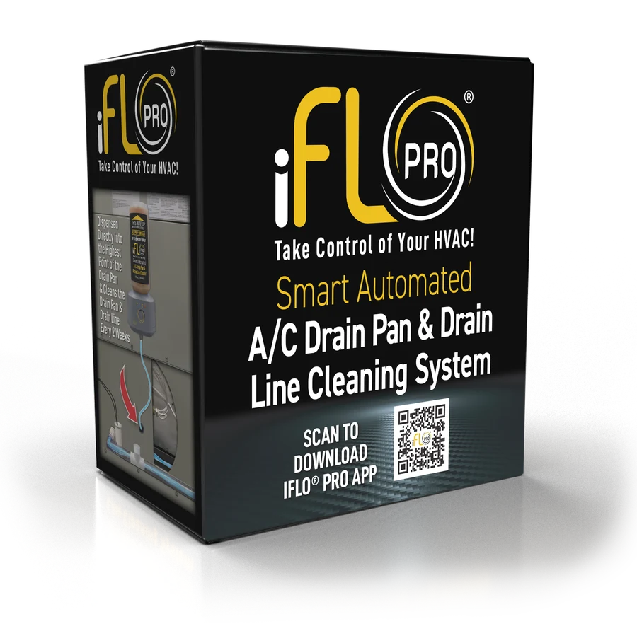 iFLO Pro Smart Automated A/C Drain Pan & Drain Line Cleaning System box